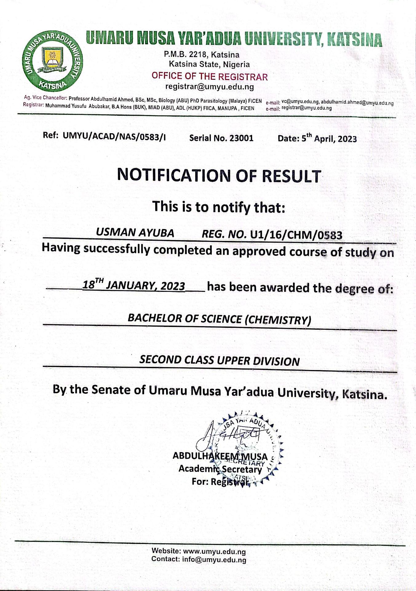 Ayuba Usman, work sample 1